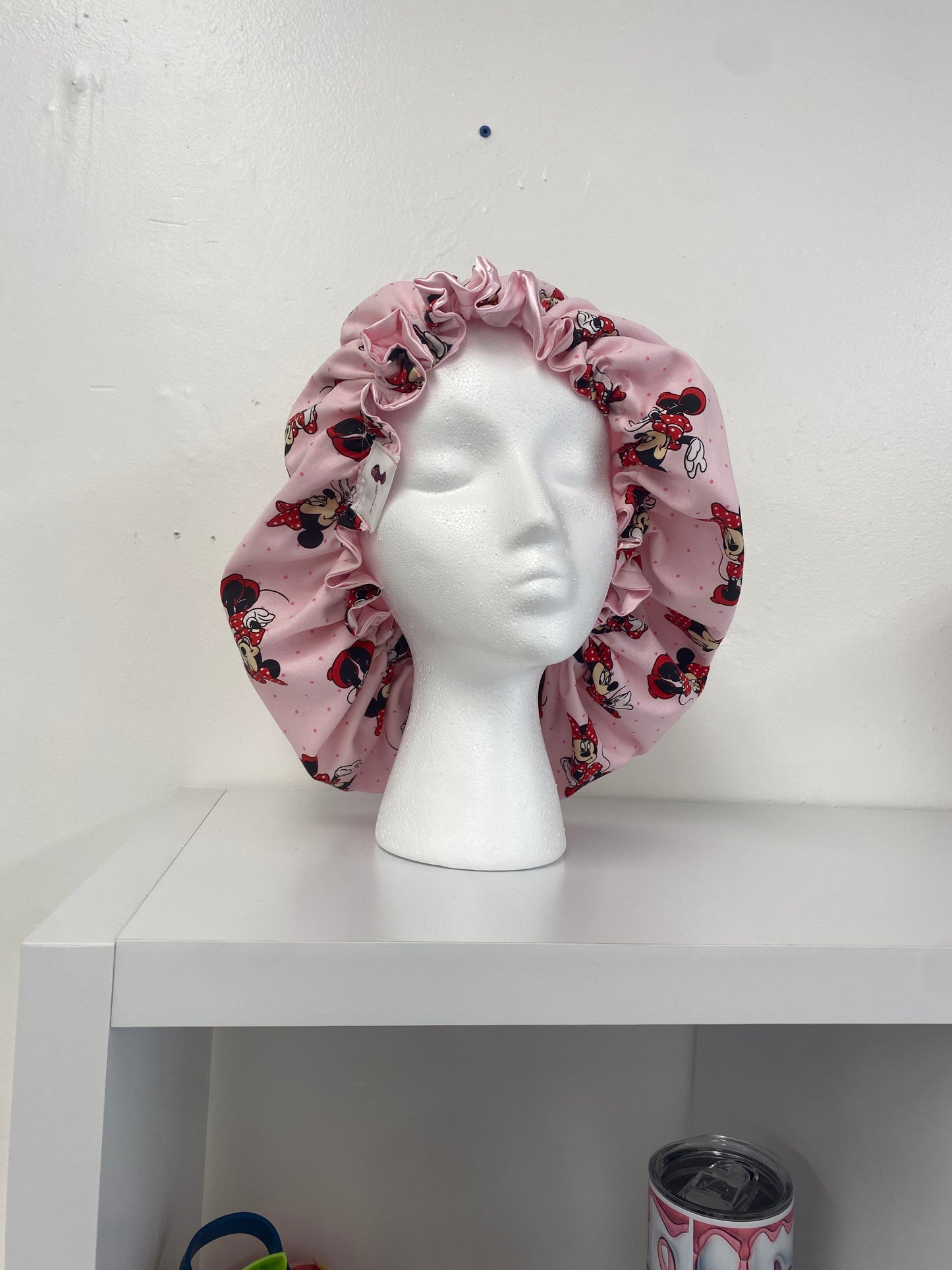 Minnie Mouse Pink Bonnet with Pink Satin on the Inside