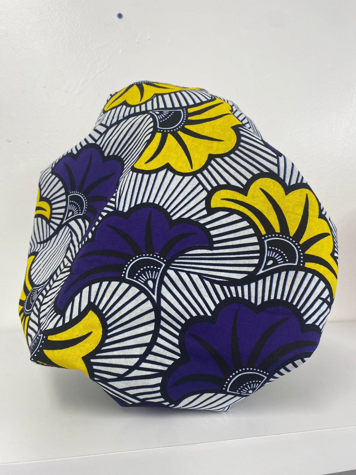 Purple and Yellow Flower Bonnet with Black Satin inside