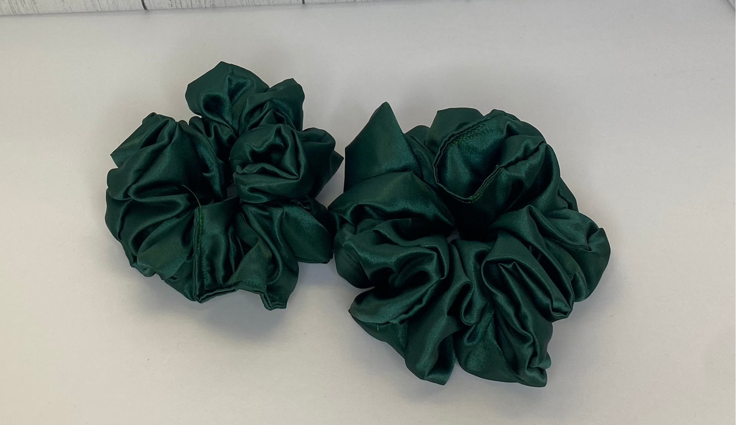 Large Satin Hunter Green Scrunchie