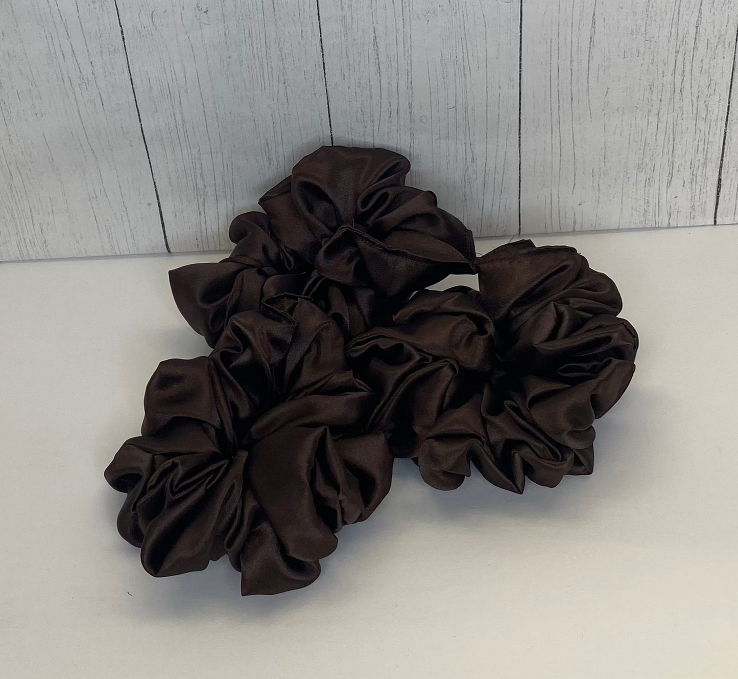 Large Brown Satin Scrunchie
