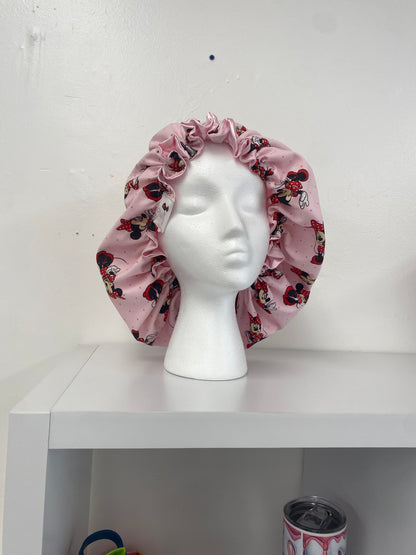 Minnie Mouse Pink Bonnet with Pink Satin on the Inside