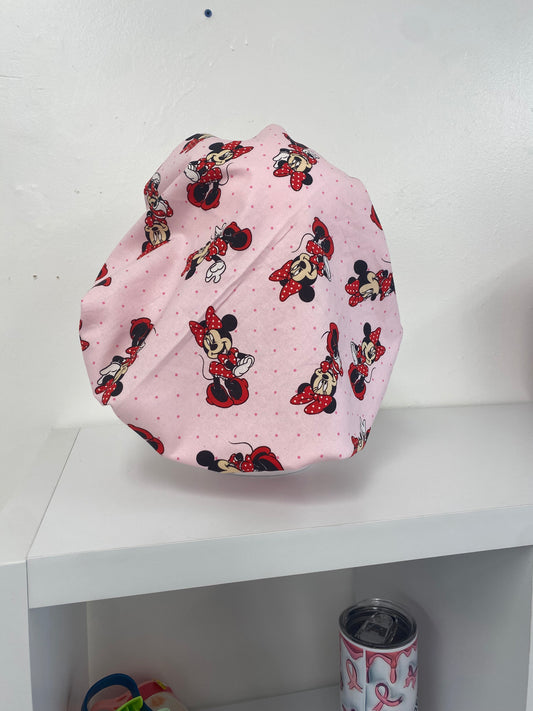 Minnie Mouse Pink Bonnet with Pink Satin on the Inside