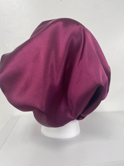 Burgandy and Dark Rose Large Reversible Bonnet