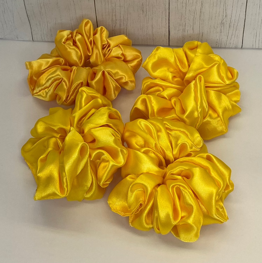 Large Yellow Satin Scrunchies