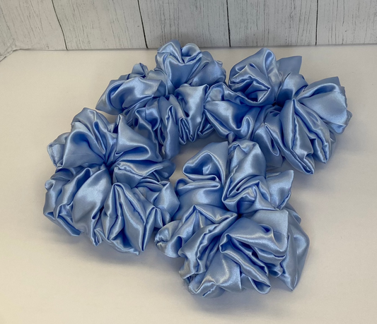 Large Satin Light Blue Scrunchies