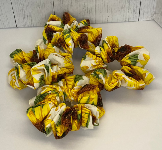 Large Cotton Sunflower Scrunchie