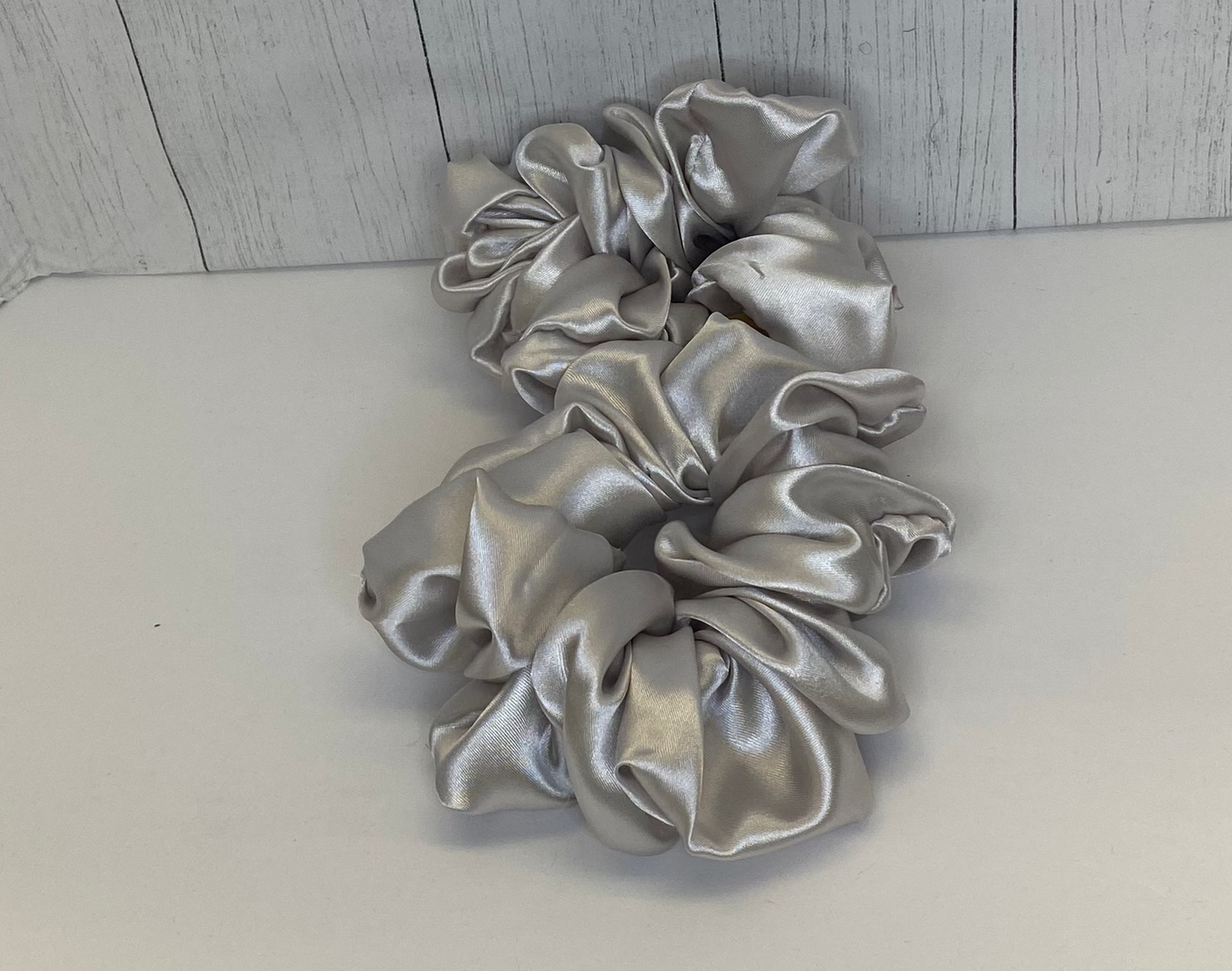 Large Light Gray Satin Scrunchies