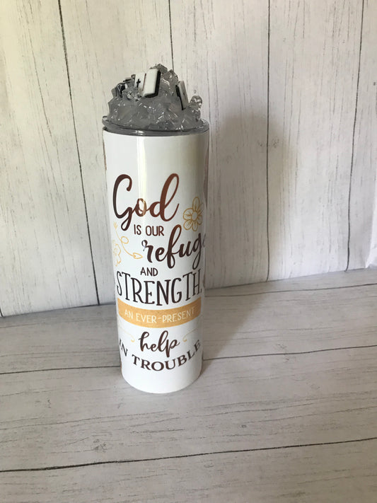 20 oz God Is Our Refuge Tumbler with Iced Topper $30.00